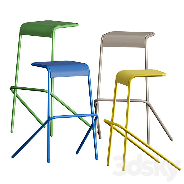 Cappellini ALODIA Stool Chair 3D Models