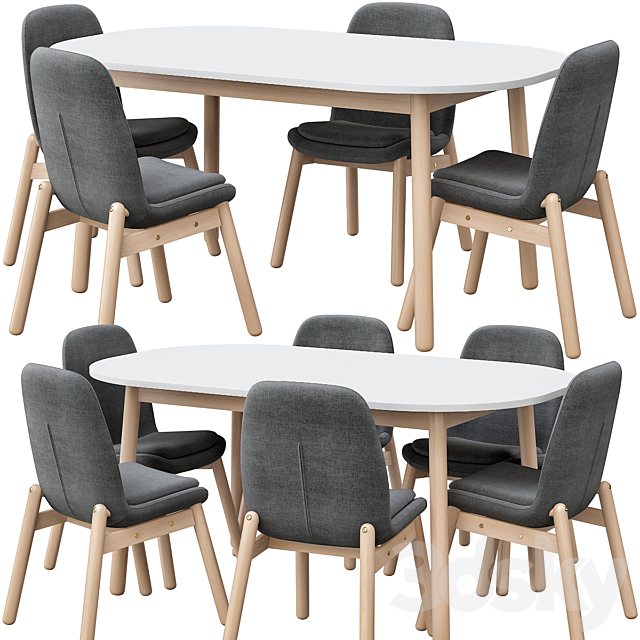 Chair Ikea Table 3d Models, Round Wooden Table And Chairs Ikea