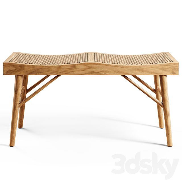 Zara Home The wood and rattan bench Medium Other 3D Models