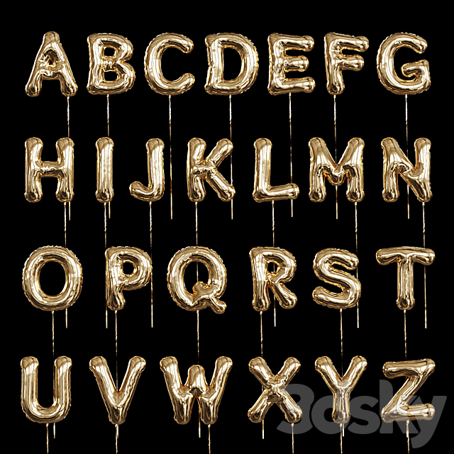 Inflatable Foil Balloons English Alphabet Other Decorative Objects 3d Models