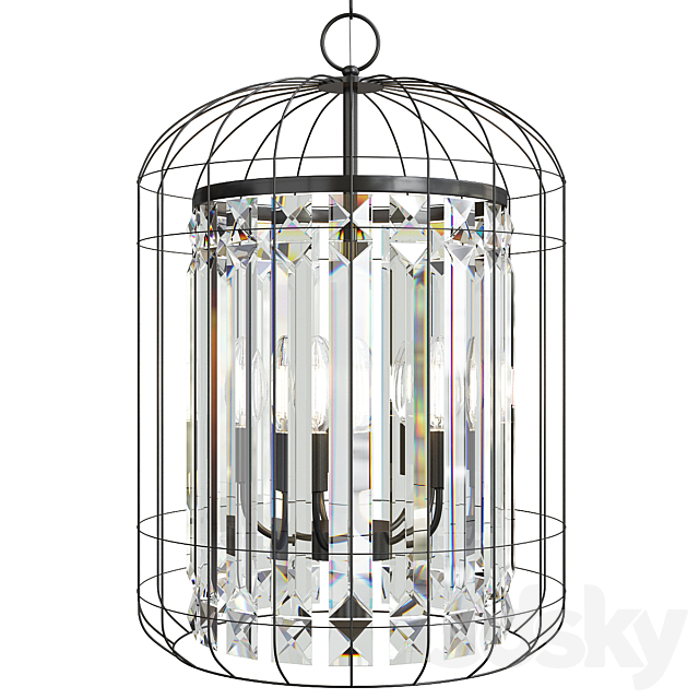 4 Light Black Bird Cage Crystal, Bird Cage Lighting Chandelier