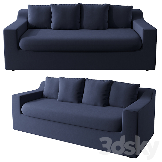 MADE Benson Metal Action Sofa Bed, Aegean Blue Fabric Sofa 3D Models