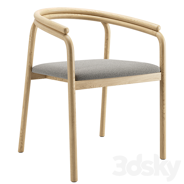 Crate & Barrel Redonda Wood Upholstered Dining Chair Chair 3D Models