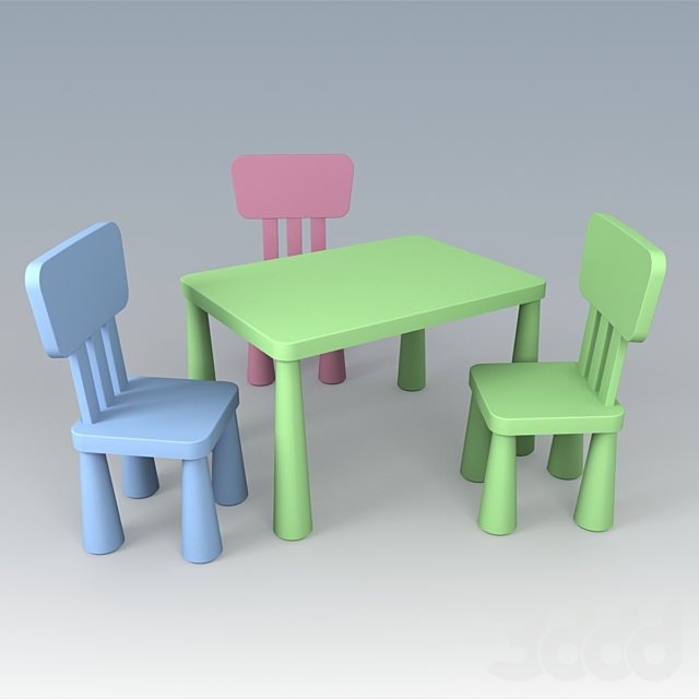 3d модели: Столы и стулья - Детская мебель Ikea серии "Маммут"