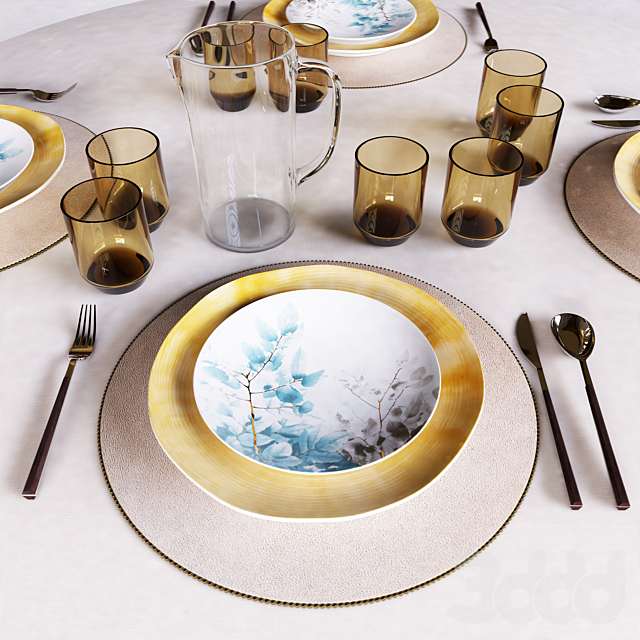 Zara Home table set Посуда 3D Модель