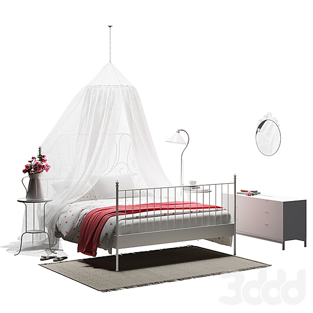 3d modeli krovati ikea leirvik bed