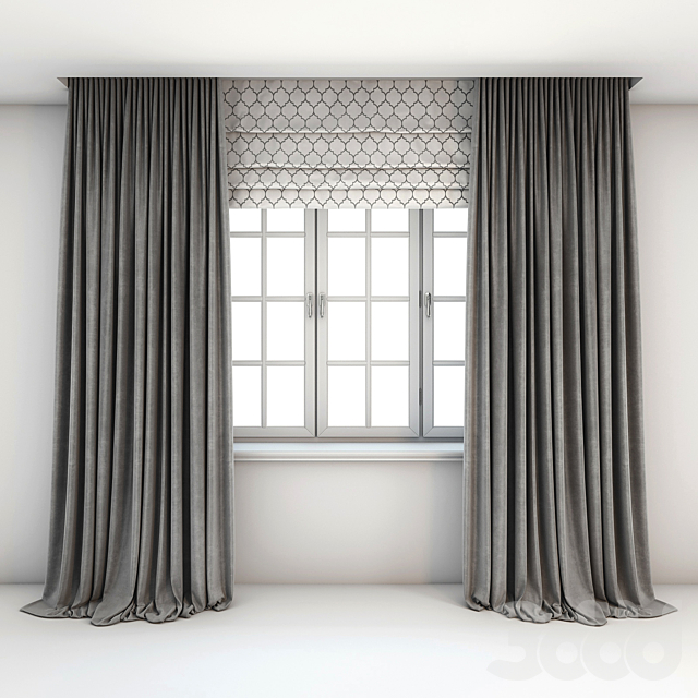 3d modeli shtory dvuhcvetnye pryamye