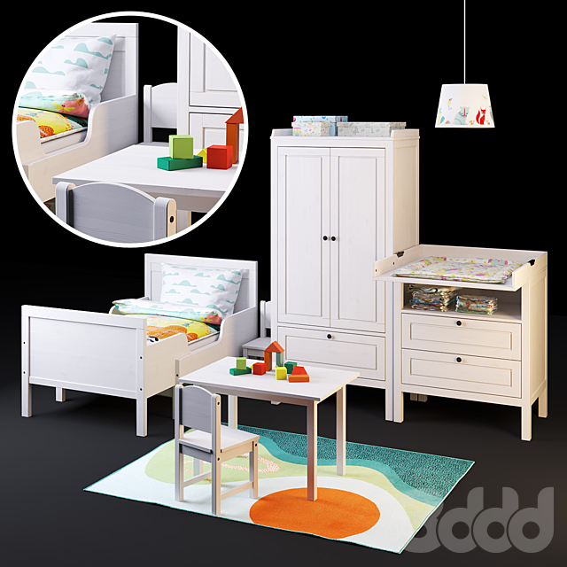3d modeli detskie nabor mebeli