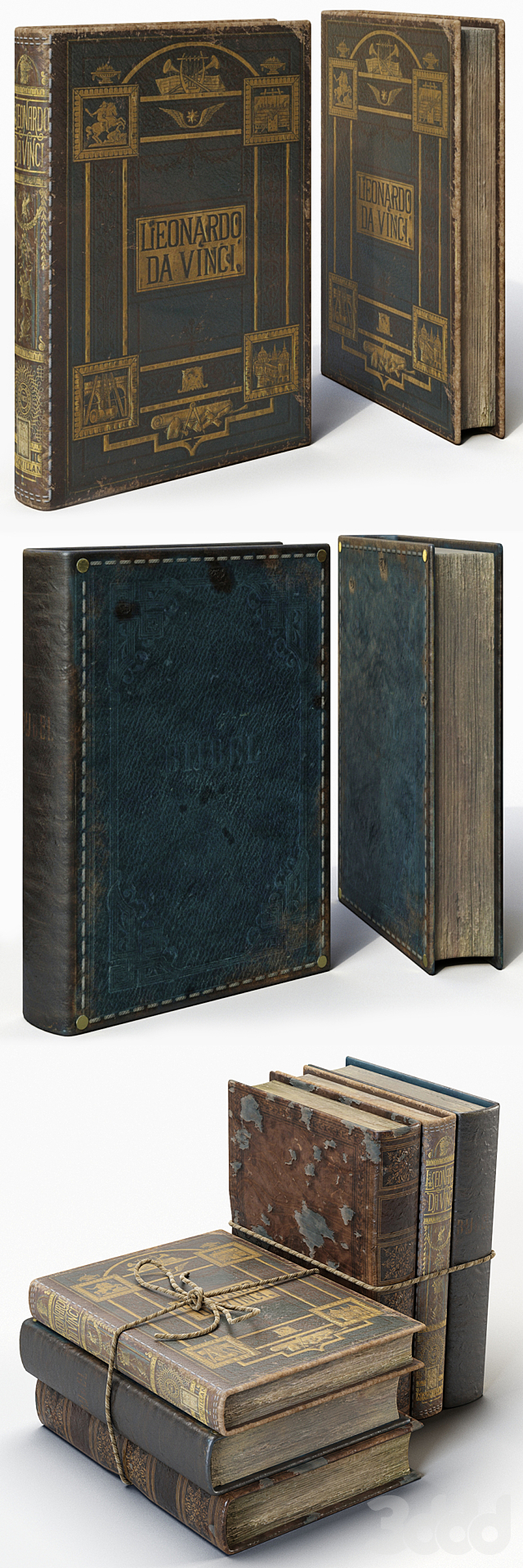 Винтажные книги - Книги - 3D Модель