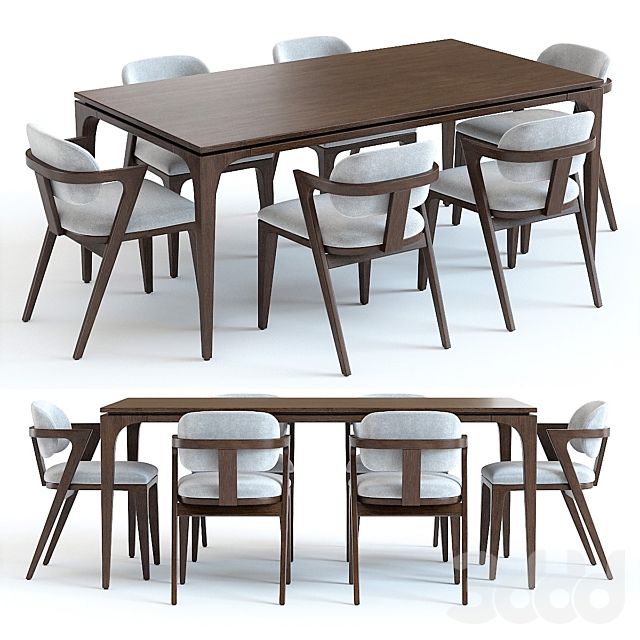 3d Modeli Stol Stul West Elm Adam Court Table And Chairs