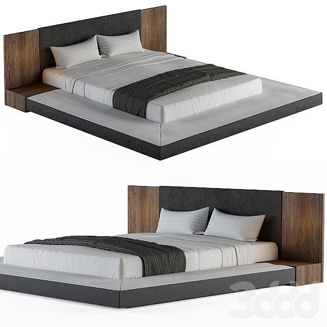 3d модели: Кровати - Veneer Defalco Upholstered Platform Bed