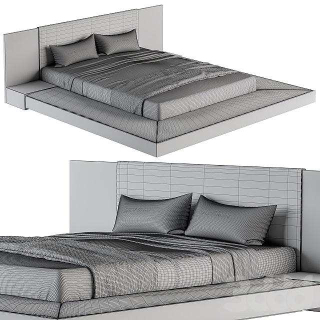 3d модели: Кровати - Veneer Defalco Upholstered Platform Bed