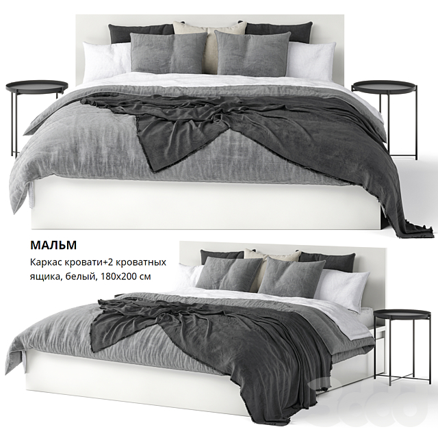 3d modeli krovati krovat ikea malm