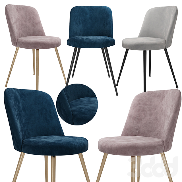 West Elm Lila Upholstered Dining Chair Стулья 3D Модель