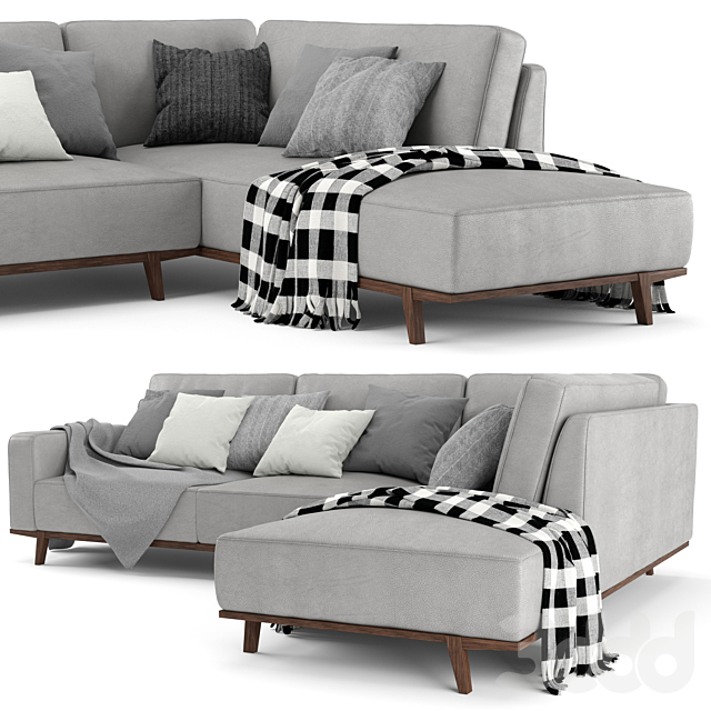 Natuzzi Kipling Chaise Longue Sofa 3088 Диваны 3D Модель