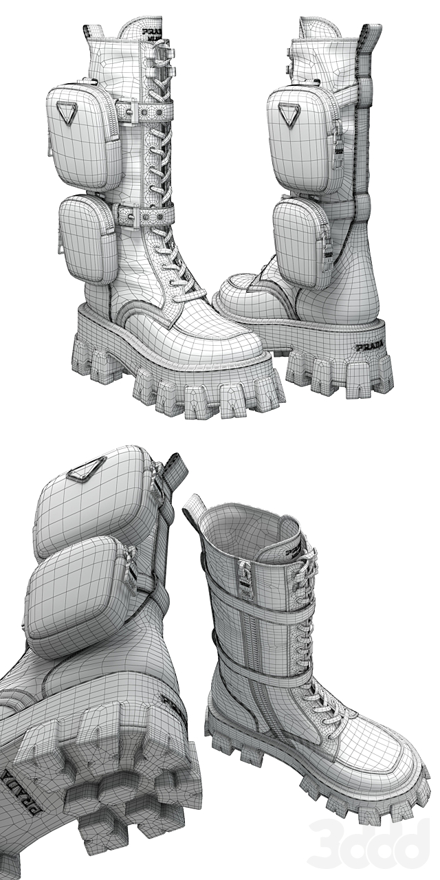brushed rois leather and nylon monolith boots white