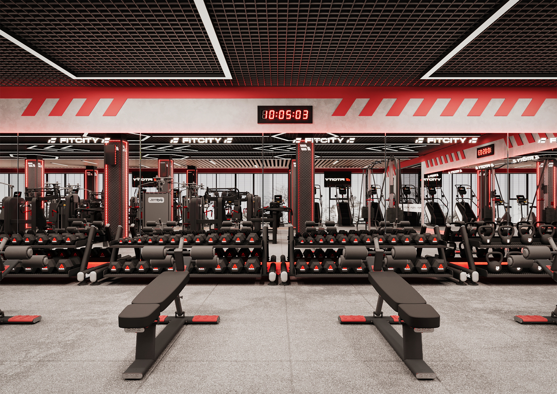 Gym interior design - Работа из галереи 3D Моделей