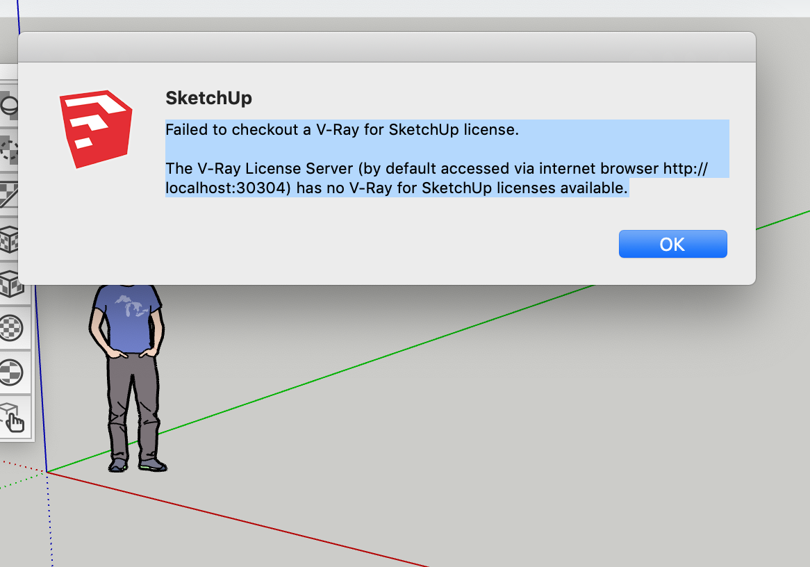 failed to checkout vray for sketchup license